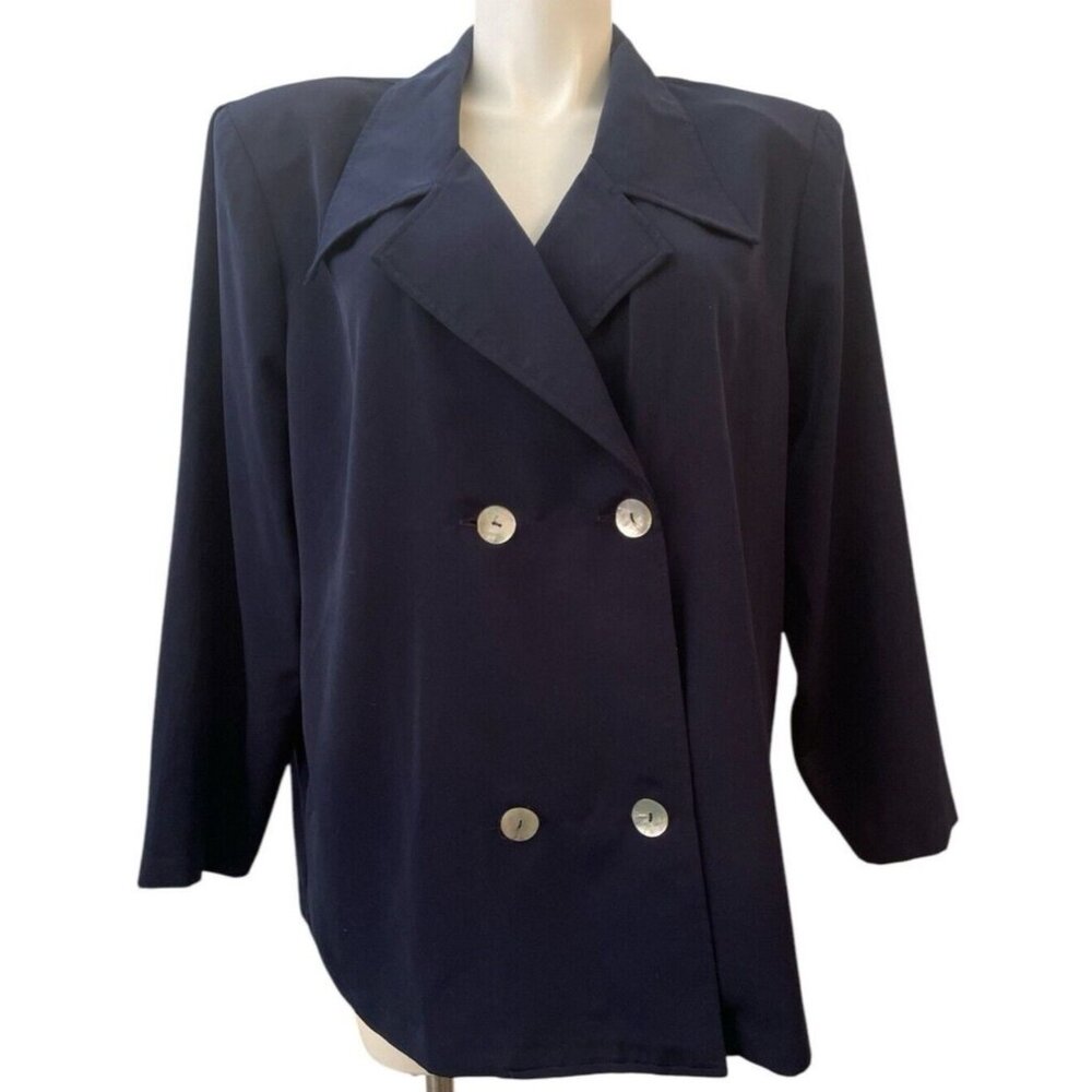 Avenue Collection PLUS 18/20 Double Breasted Blazer Navy Blue Nautical Business